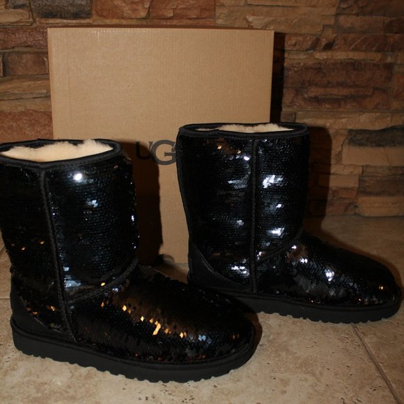UGG Australia Black Sequin Sparkle Boots - Picture 7 of 10
